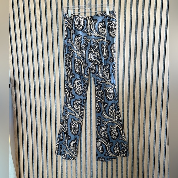 Free People Paradise Printed Flared Linen Blend Pant Blue Combo - Picture 5 of 6
